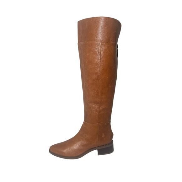 Franco Sarto Womens Daya Knee High Leather Riding Boots Zip Brown 6M Wide Calf - Picture 6 of 16